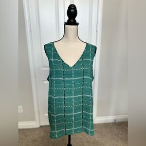 Apt. 9 Tank Top Green White Cream Pattern Camisole Blouse